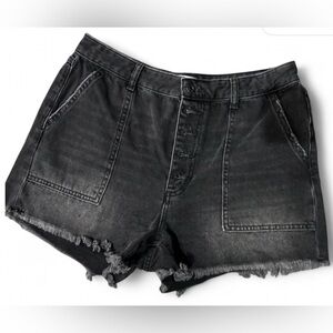 We The Free Black Button fly raw hem Jean Shorts size 30